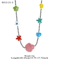 Kleurrijke hart en schelp kralenketting met zwart-witte rocailles voor dames - Zeewezen Patroon(12-21-2)