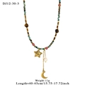 Böhmische Perlenkette mit Türkis, Rosenquarz, Stern- und Mondanhängern - Stern und Mond Anhänger-Stil (12-30-3)