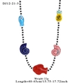 Kleurrijke dopamine kralenketting met zwart-witte kralen en vijf bedeltjes, 40-45cm lengte - Tropische Vis Ananas Patroon(12-21-3)