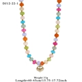 Colorful beaded necklace with golden evil eye pendant and sparkling central diamond - Evil Eye Pendant (12-22-1)
