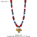 Boho style colorful beaded necklace with a golden elephant charm and vibrant beads - Elephant Pendant (12-22-3)