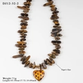 Collana in occhio di tigre con pendente a cuore leopardato e catena a maglie dorate - Stile Cuore in Pietra di Occhio di Tigre (12-32-2)