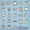 Autocollants industriels vintage série Blue Code pour scrapbooking lot de 46 - Old Metal Password-Code Bleu