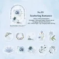 Set di 30 adesivi floreali blu in PET traslucido per decorazione di diario e fai da te - Romance Diffuso