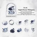 Dark Night Flora PET sticker set with 30 pieces of blue-black vintage flower designs - Dark Night Flower Language