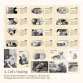Set di adesivi calendario gatto 2024 per scrapbooking DIY con 40 decalcomanie vintage crema - Viaggio del Gatto