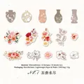 Set de pegatinas de collage de plantas vintage con motivos florales para decoración - Camelia Inacabada