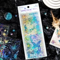 MissTime White Moon Serie holografische goldene Schmetterlingsaufkleber für Scrapbooking - Minzgrün Katzenauge Dicker Rahmen