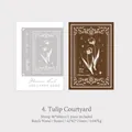 Vintage beukenhouten stempel met tulp- en leliefilm voor DIY plakboek decoratie - Tulpenbinnenplaats