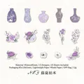 Pegatinas washi vintage de flores moradas y jarrones para scrapbooking y diarios - Vid y Pino