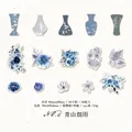 Pegatinas botánicas vintage con 15 patrones de flores azul-violeta en papel washi suave - Montaña Brumosa