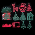 Lace paper Christmas Carol collection with red and green laser-cut reindeer and tree shapes - 3 Christmas Forest