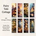 Set de 8 marcapáginas de PET con ilustraciones de casas de fantasía en el bosque - Casa de Cuento de Hadas
