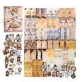 Vintage PET-stickerset met motieven van klokken, sleutels en retro kaarten - Avontuurlijke Reis