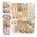Vintage PET stickersset met vlinder en bloemmotieven in retro bruingele tinten - Vlinderexemplaar