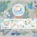 Blauwe Washi Tape bloemenbrief met goudfolie, schattige konijn- en bloempatronen decor - Bloemenbrief