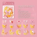 Set de 15 pegatinas de mariposa en PET rosa con flores para decoración de diarios - Mariposa Estrella y Luna