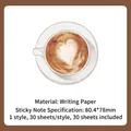 Coffee Diary sticky notes with heart latte art pattern, 30 sheets of writing paper - Coffee Diary Series - Heart
