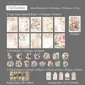 Cat Garden vintage scrapbooking kit featuring 70 pieces of cat and flower theme stickers - Cat Garden