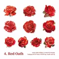 Set de 10 pegatinas de rosas rojas con detalles dorados para decorar diarios DIY - Votos Rojos