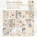 Retro rose themed floral decorative scrapbooking paper set with 15 vintage designs - Rose Blooming