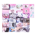 Set de 50 stickers chat mignon pour scrapbooking aux tons rose et violet pastel - Chat Au Lait Pêche