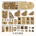 Steampunk DIY scrapbook kit with vintage gears and clocks on brown paper material - Steampunk