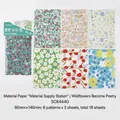 Floral scrapbooking paper set with kraft and vellum sheets for journal decoration 95x140mm - Flower Poetry