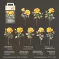 Yellow rose PET stickers with gold foil details for DIY journaling and decoration - 30 Sheets / Golden Flower Sea