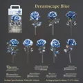 Blue rose PET stickers with laser gold details for scrapbooking and journaling 30pcs - Blue Dream