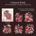 Vintage Vogelkäfig PET Aufkleber mit Iris-Effekt Rosen und Vögel Motive 5 Stück - Karmesinrot Gefleckt