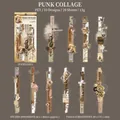 Retro Steampunk PET Aufkleber mit Vintage Zahnrädern und Schmetterlings-Collagen - Punk Collage