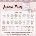 Bastelpapier-Set mit 48 Vintage-Blumenmustern und botanischen Illustrationen für Scraps - Gartenparty