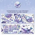 Vintage washi tape Twilight Chronicles met sterrenhemel en walvis illustraties - Reis door de Tijd