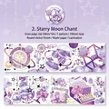 Star and Moon Carol vintage washi tape met paarse hemelse en typemachine patronen - Ster en Maan Carol