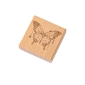 Tampon carré en bois de hêtre avec motif de papillon artistique pour journaux DIY - Image de Papillon