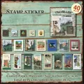 Stempelaufkleber im Retro-Stil mit Landschaften, Silberfolie und Vintage-Naturmotiven - Beobachtungstagebuch