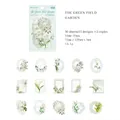 30pcs Green Garden PET floral stickers with lace borders for romantic journaling - Green Field Garden