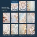 Vintage scrapbooking papier set met blauwe kant en bloemmotieven voor journaling - Hemelsblauw Kant