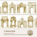 Cinta washi de arquitectura románica con motivos de arcos y fuentes de estilo vintage - Románico