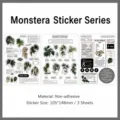 Three-piece botanical Alocasia sticker set with vintage aesthetic and matte finish - Alocasia Watsoniana
