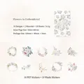 Set di 20 adesivi floreali in PET e Washi per decorazioni fai-da-te scrapbooking - Fiori Come Ricamati