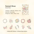 Set di 20 adesivi floreali Rose al tramonto in PET per scrapbooking e decorazioni fai-da-te - Rosa del tramonto