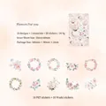 Set di 20 adesivi floreali in PET e carta Washi con rose e ghirlande decorative - Fiori Per Te