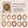 Vintage PET-Aufkleber mit verzierten europäischen Rahmen in Herz- und Ovalform, 20 Stück - Prinzessin Lillian