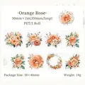 Διακοσμητική ταινία PET Orange Rose για DIY scrapbooking με φλοράλ σχέδιο 50mm - Πορτοκαλί Τριαντάφυλλο