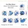 Ice Blue Rose PET decorative tape for scrapbooking with watercolor floral pattern - Ice Blue Rose