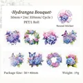Hydrangea theme PET decorative tape for journaling with blue floral patterns - Hydrangea Bouquet