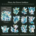 Water blue and green PET fairy stickers with shell luster for DIY crafting projects - Flora