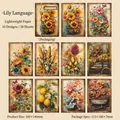 Vintage-Deko-Papier-Set Lilien-Thema mit 30 Retro-Pflanzen-Illustrationen für Journaling - Liliensprache